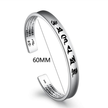 THAI SILVER 6 Syllable TIBETAN MANTRA & HEART SUTRA Cuff Bangle